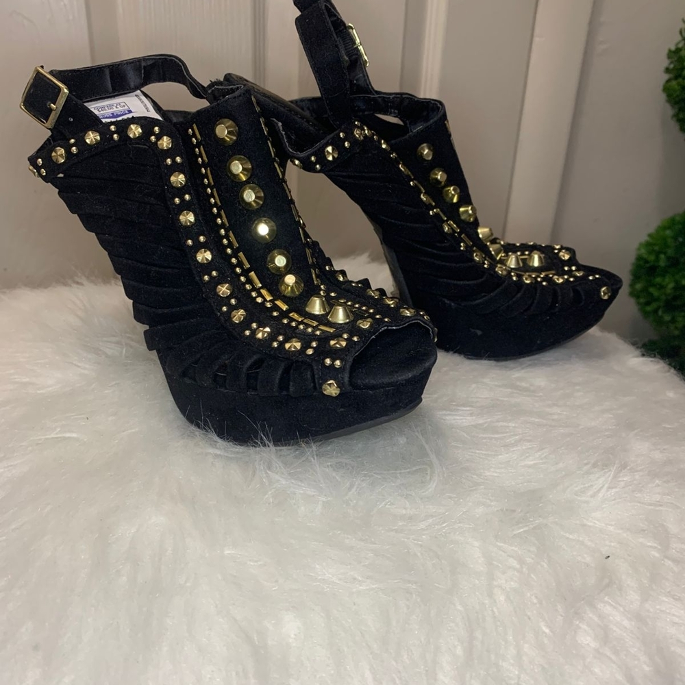 Black Studded Platform Heels